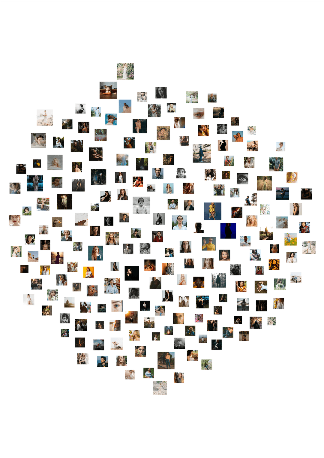 200-item Sunflower layout exported from Stickerloom — every subject centred by Vectrari Vision